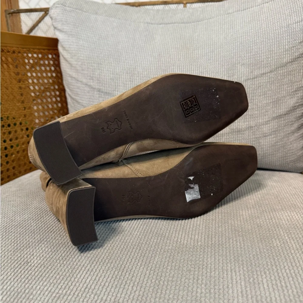 Tory Burch Georgia T Monogram Suede Ankle Boots